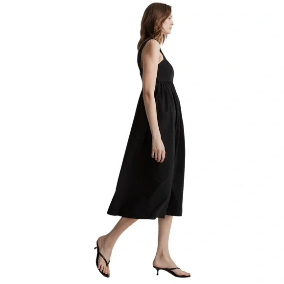 MADEWELL Cutout-Back Empire Cotton Midi Dress in Black SOLD - Picture 2 of 10
